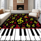 Vibrant Red Yellow Treble Clefs Rug