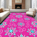 Vibrant Fuchsia Starburst Swirl Motif Rug