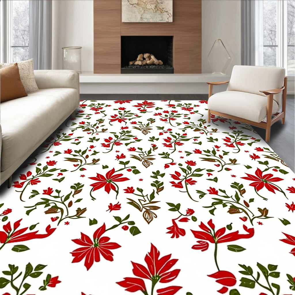Crimson Floral Vine Garden Rug