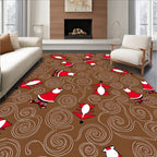 Red White Swirl Whimsical Christmas Figures Rug