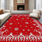 Red Winter Snowflake Ornamental Rug