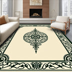 Green Floral Medallion Border Rug