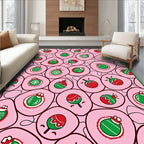 Pink Red Green Christmas Ornament Cluster Rug