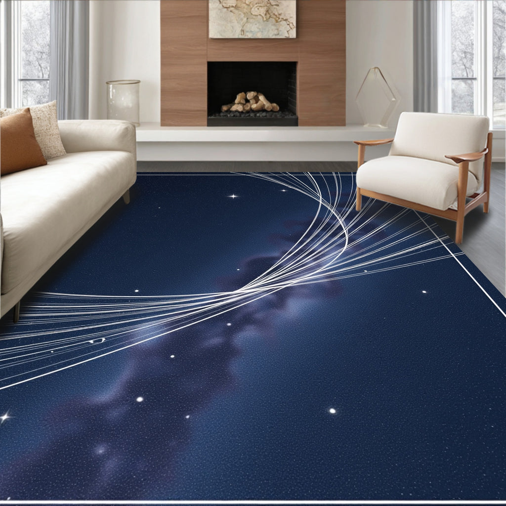 Cosmic Swirling Galaxy Light Trails Rug