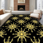 Golden Sunburst Black Medallion Rug