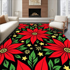 Crimson Red Poinsettia Star Medallion Rug