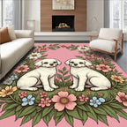Sweet Puppy Floral Meadow Garden Rug