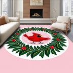 Whimsical Red Cardinal Winter Garland Rug