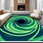 Deep Teal Green Swirl Vortex Rug