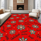 Red Snowflake Merry Christmas Scatter Rug