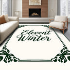 Dark Green Botanical Border With Script Rug