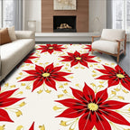 Crimson Red Golden Floral Medallion Rug