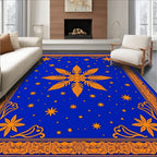 Vibrant Royal Blue Golden Starburst Rug