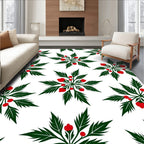 Green Leaf Red Berry Starburst Rug