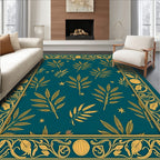 Golden Foliage Teal Border Rug