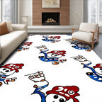 Whimsical Blue Red Snowman Repeat Rug