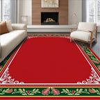 Crimson Green Floral Bordered Area Rug