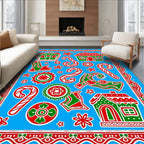 Holiday Gingerbread Candy Cane Scene Rug