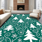 White Pine Snowflake Swirl Emerald Rug