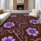 Brown Lavender Floral Swirl Rug