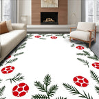 Festive Evergreen Berry Sprig Border Rug