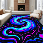 Cosmic Blue Pink Swirl Galaxy Rug