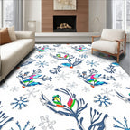 Colorful Winter Branch Snowflakes Rug