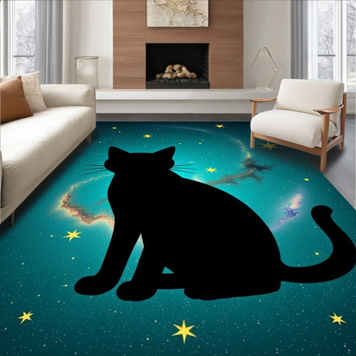 Black Cat Cosmic Starscape Rug