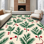 Festive Evergreen Berry Sprigs Rug