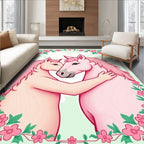 Pink Horses Floral Border Embrace Rug