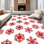 Red Snowflake Scattered Holiday Rug