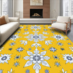 Golden Yellow Snowflake Medallion Rug