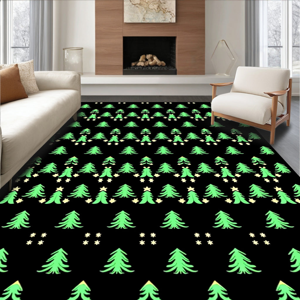 Festive Green Christmas Trees Collection Rug