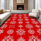 Crimson Cold Starburst Snowfall Pattern Rug