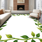 Verdant Green Leafy Vine Border Rug