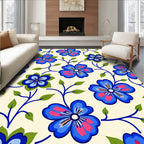 Vibrant Blue Pink Floral Vine Rug