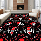 Red Black Skull Santa Christmas Rug