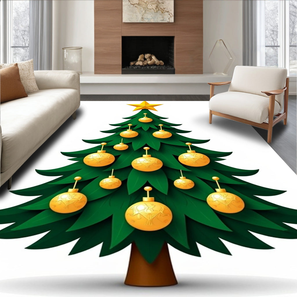 Emerald Green Pine Star Ornaments Rug