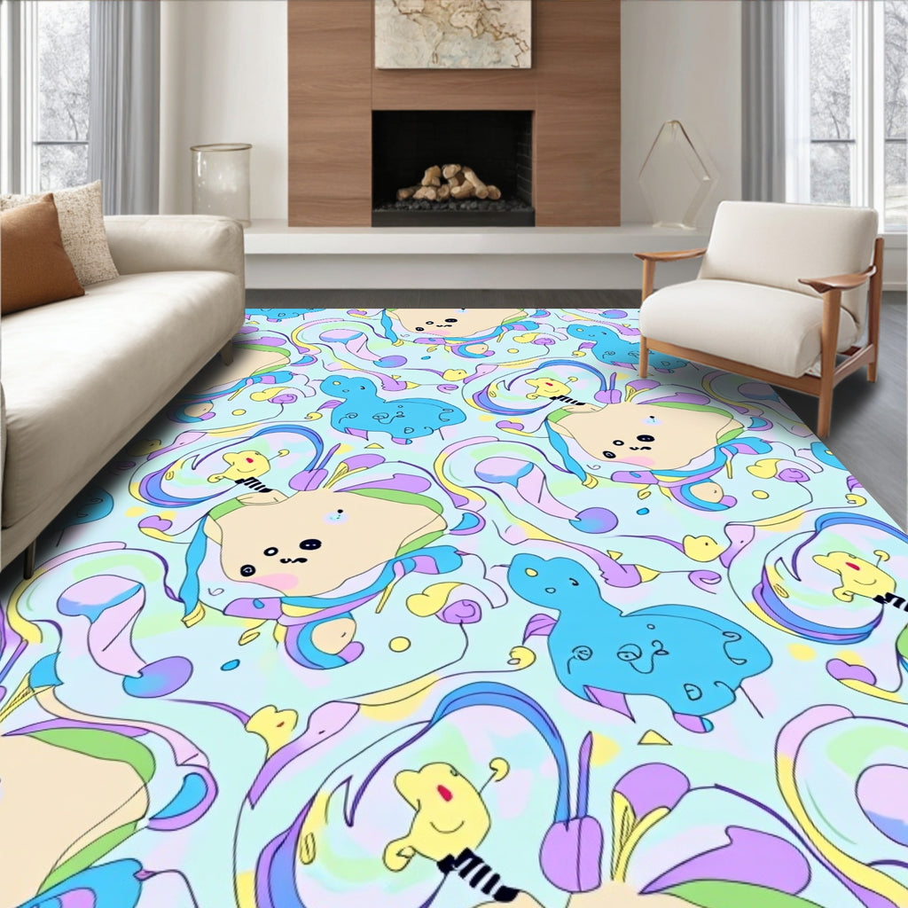 Pastel Whimsical Creature Swirl Rug