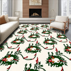 Whimsical Green Wreath Red Berry Rug