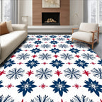 Blue and Red Starburst Floral Medallions Rug