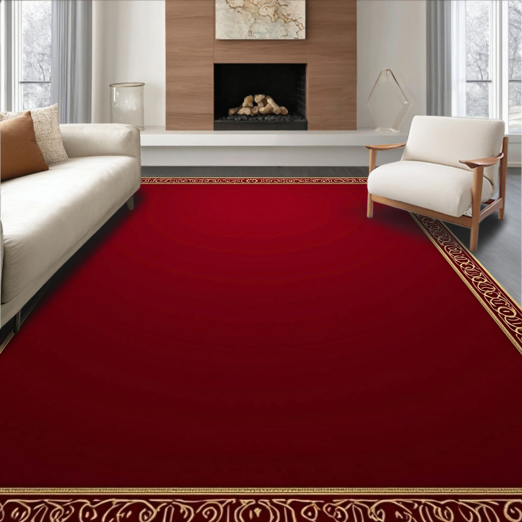 Regal Red Golden Arch Border Rug