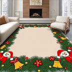 Festive Santa Claus Christmas Garland Border Rug