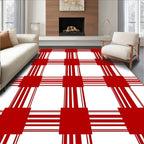 Crimson Multi-Stripe Checkered Rug