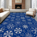 Deep Blue Snowflake Scatter Rug