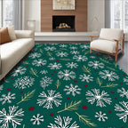 Forest Green Winter Snowflake Medley Rug