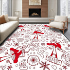 Whimsical Red Mushroom Snowflake Collage Rug