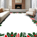 Winter Pine And Red Swirl Border Rug