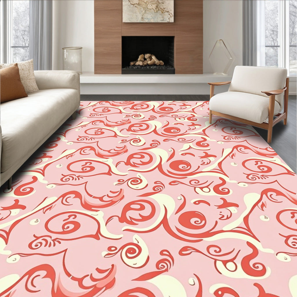Coral Swirl Abstract Harmony Rug