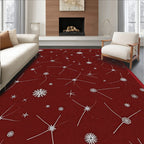 Crimson White Starburst Scatter Rug